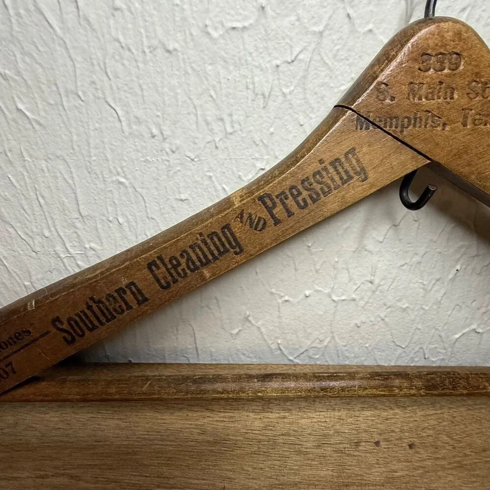 Southern Cleaning & Pressing Co Wooden Hanger Memphis Vintage Capital Hanger Co